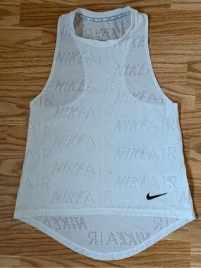Nike Air Dri-FIT White Mesh Logo Print Racerback Tank Top Women’s Medium